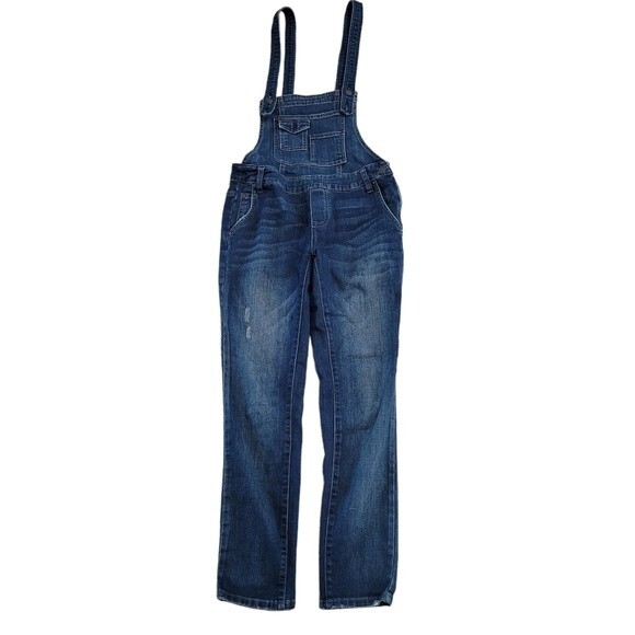 Free People Denim - Free People Blue Washed Skinny Cotton Blend Denim Overall Size 24